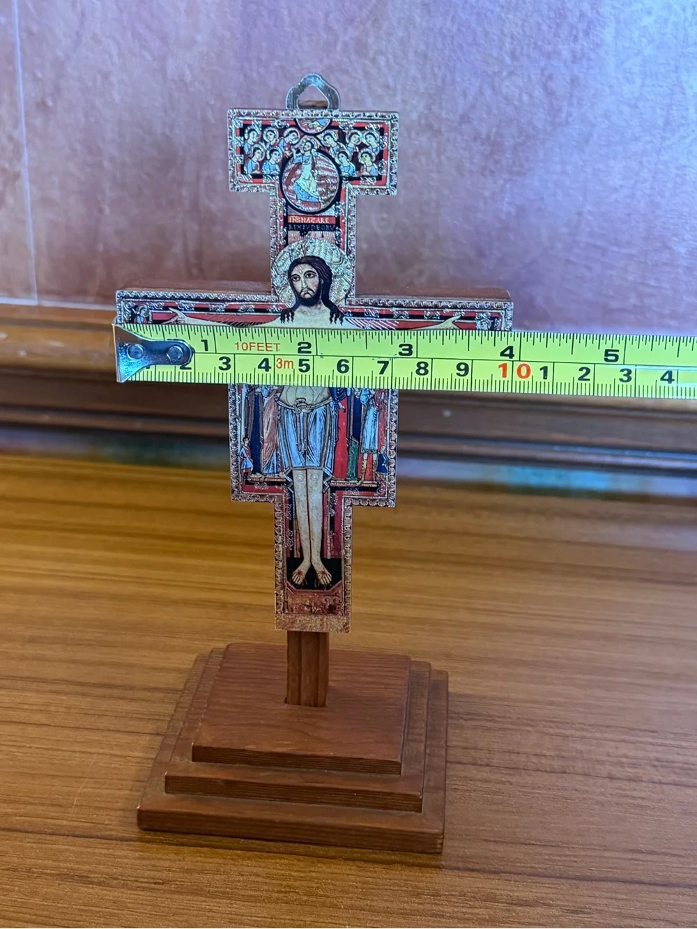 Vintage Standing San Damiano Crucifix Icon Cross - Franciscan Devotional Art